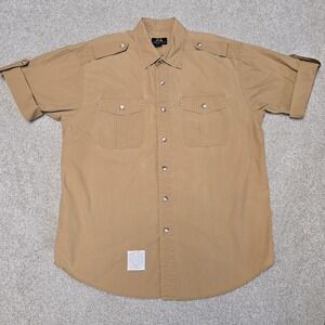 WILLIS AND GEIGER Men Balloon Cloth Safari Shirt 4 Ply Water Resistant Sz L VTG